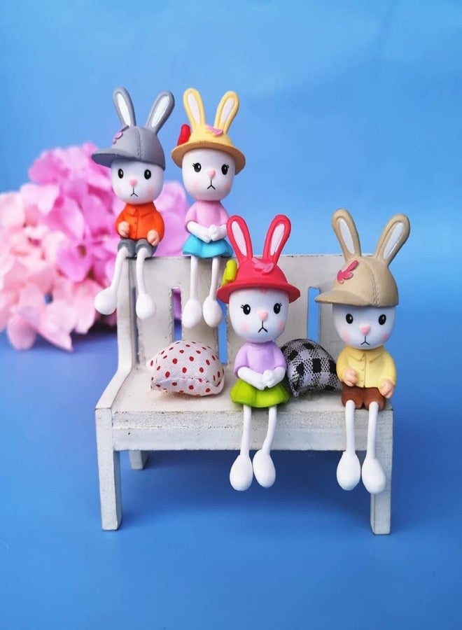 BHOOLU&GOOLU Cute Miniature Hanging Leg Rabbit Couples - 4 Pcs Set (Hight : 7 CM) - Image 2